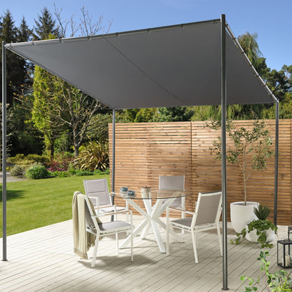 Pergola Dark Grey Polyester Steel 282 x 294cm Garden Pavilion