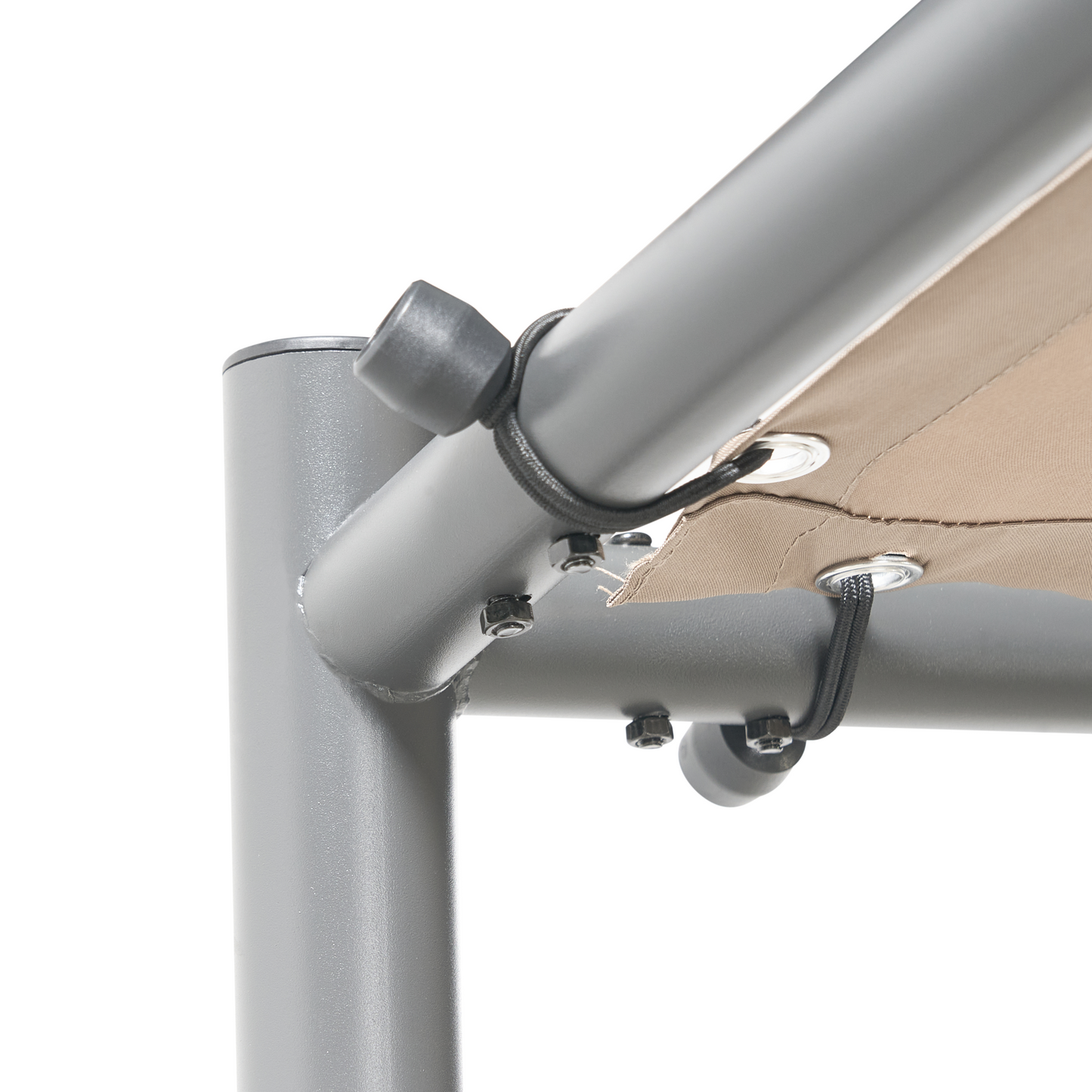 Pergola Taupe Polyester Steel 282 x 294cm Garden Pavilion With Fabric Shade