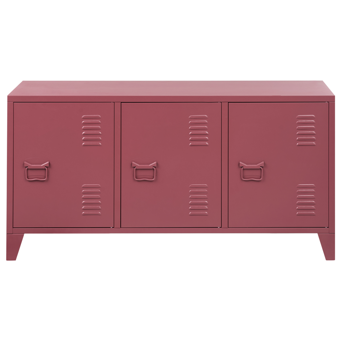 3 Door Sideboard Dark Red Steel With Adjustable Shelves