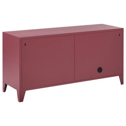 3 Door Sideboard Dark Red Steel With Adjustable Shelves