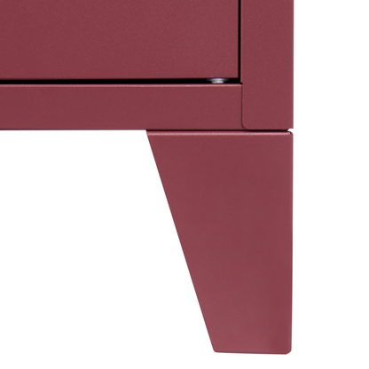 3 Door Sideboard Dark Red Steel With Adjustable Shelves