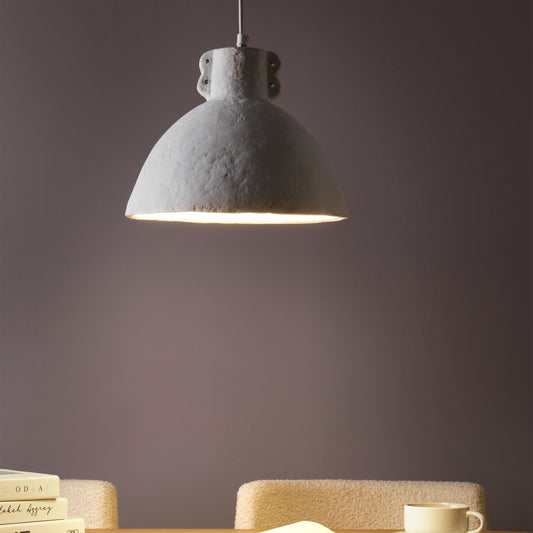 Pendant Lamp White Paper Mache Handmade Shade Organic