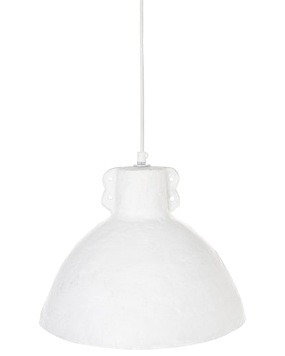 Pendant Lamp White Paper Mache Handmade Shade Organic