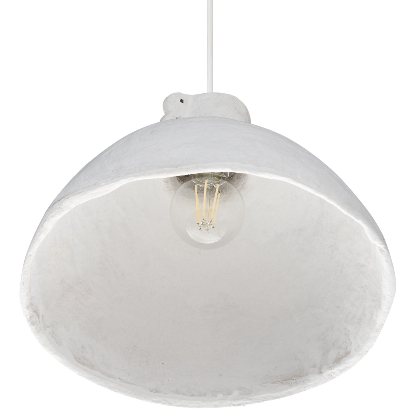 Pendant Lamp White Paper Mache Handmade Shade Organic