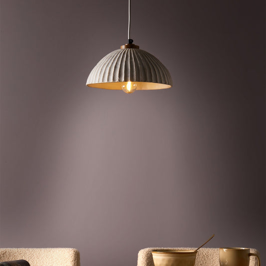 White Paper Mache Pendant Lamp Handmade Shade Organic