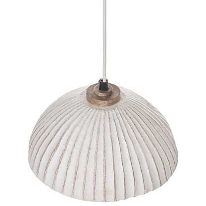 White Paper Mache Pendant Lamp Handmade Shade Organic