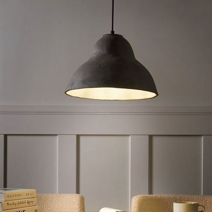 Luma Living Grey Paper Mache Pendant Lamp Handmade Shade