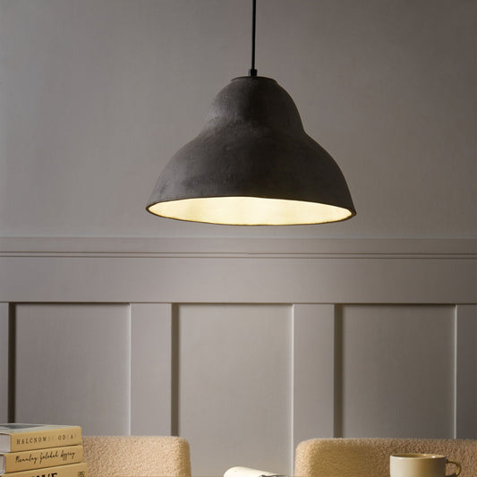 Luma Living Grey Paper Mache Pendant Lamp Handmade Shade