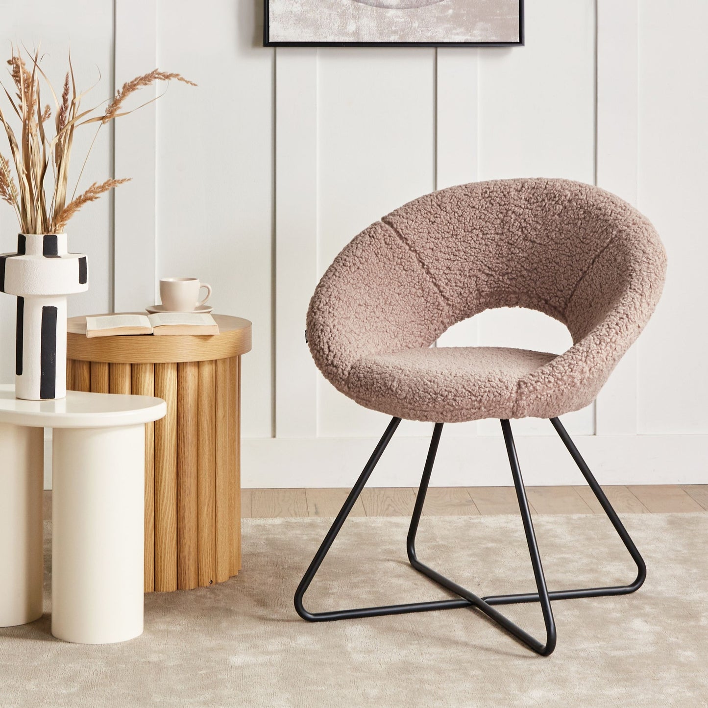 Taupe Boucle Accent Chair Armless With Cross Base