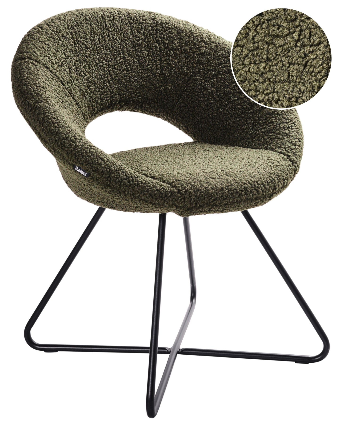 Accent Chair Green Boucle Upholstery Armless Cross Base Steel Frame Retro Design