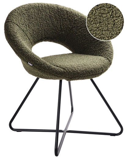 Accent Chair Green Boucle Upholstery Armless Cross Base Steel Frame Retro Design