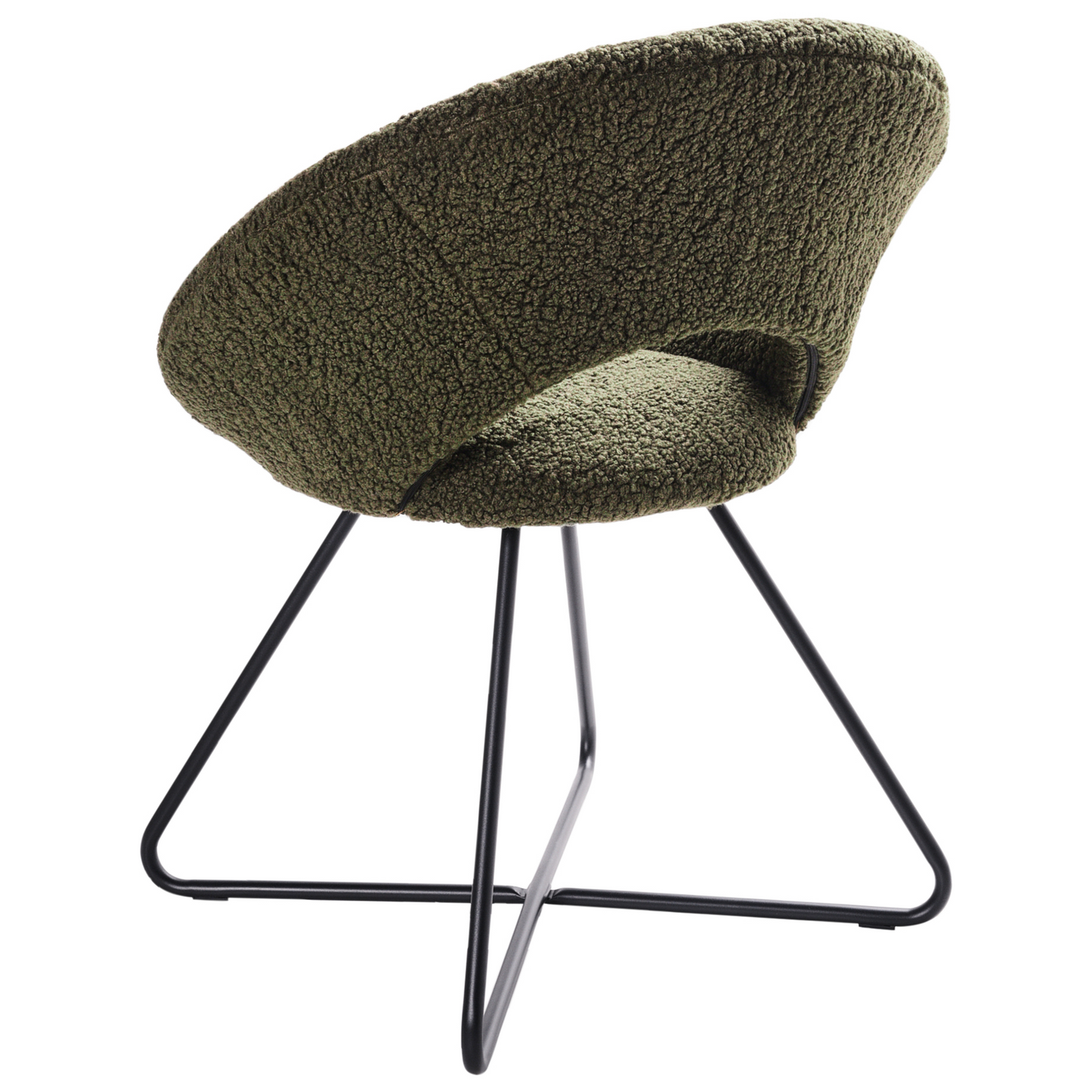 Accent Chair Green Boucle Upholstery Armless Cross Base Steel Frame Retro Design