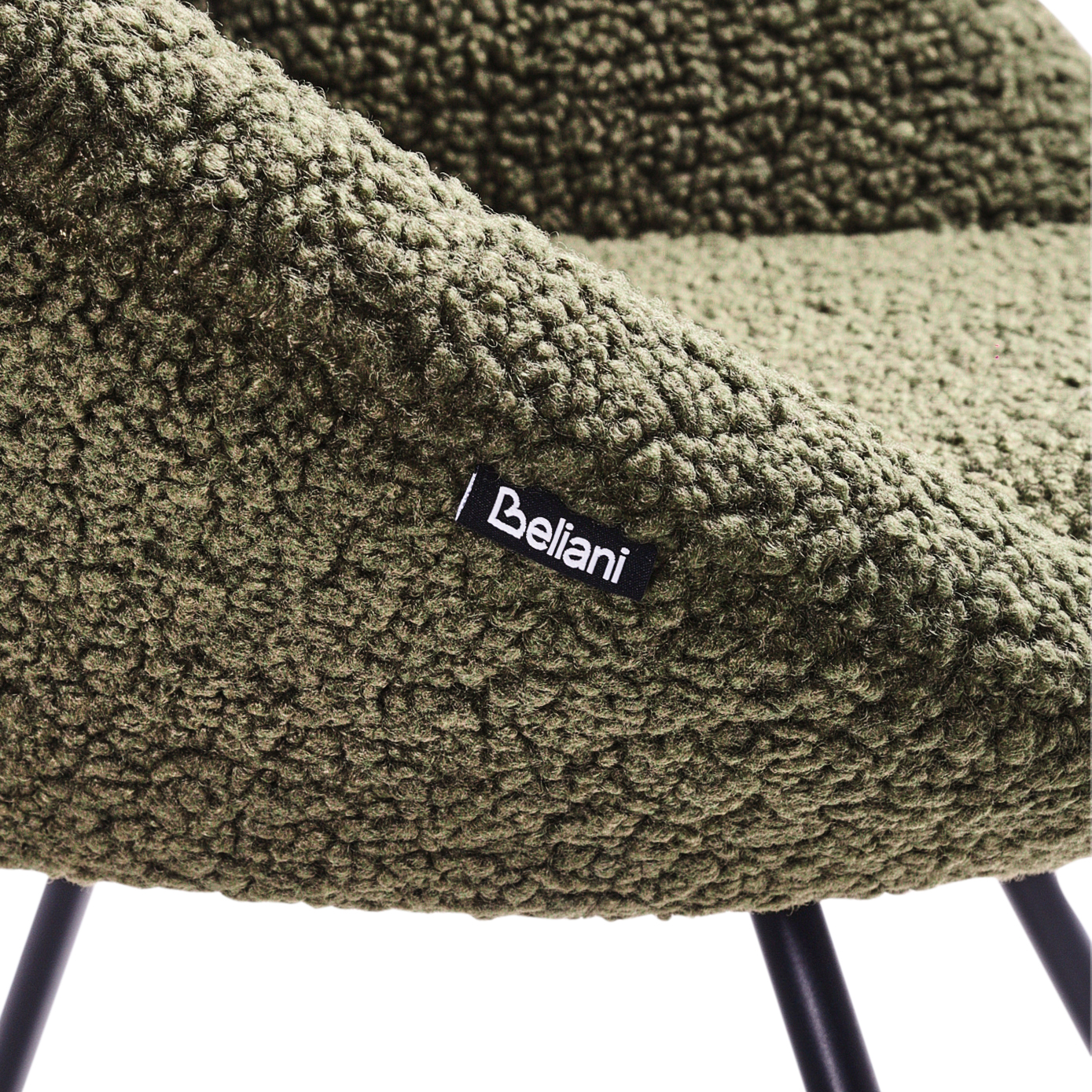 Accent Chair Green Boucle Upholstery Armless Cross Base Steel Frame Retro Design