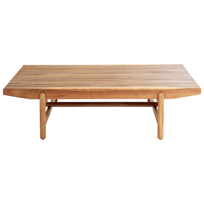 Garden Coffee Table Light Acacia Wood 145 x 79cm Outdoor Rustic
