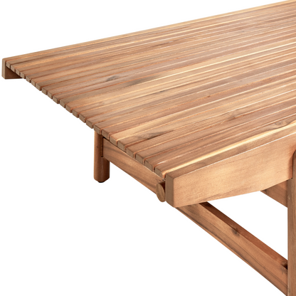 Garden Coffee Table Light Acacia Wood 145 x 79cm Outdoor Rustic