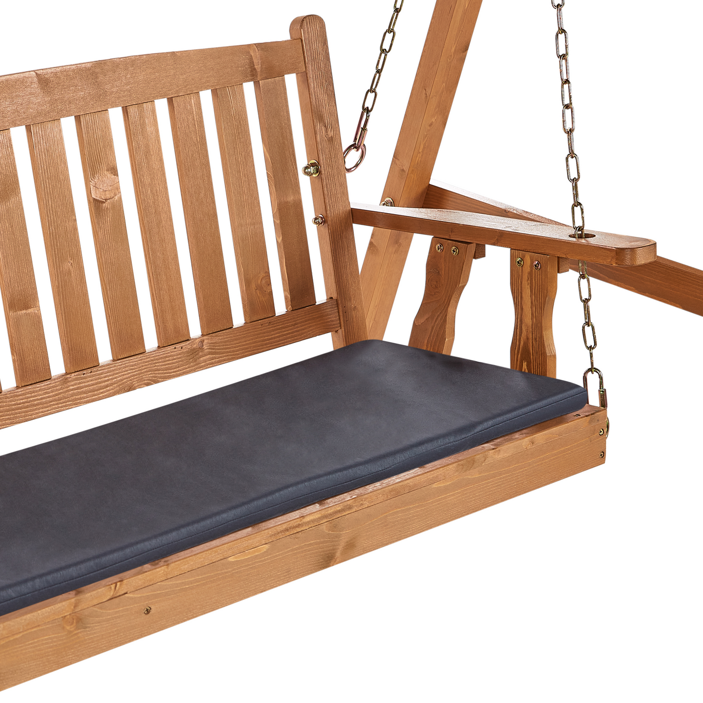 Garden Swing Seat Spruce Wood Frame Dark Grey Canopy 2-Seater