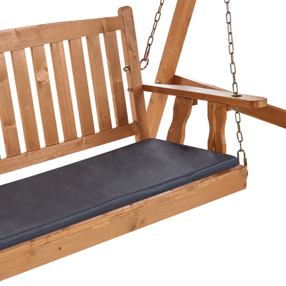 Garden Swing Seat Spruce Wood Frame Dark Grey Canopy 2-Seater