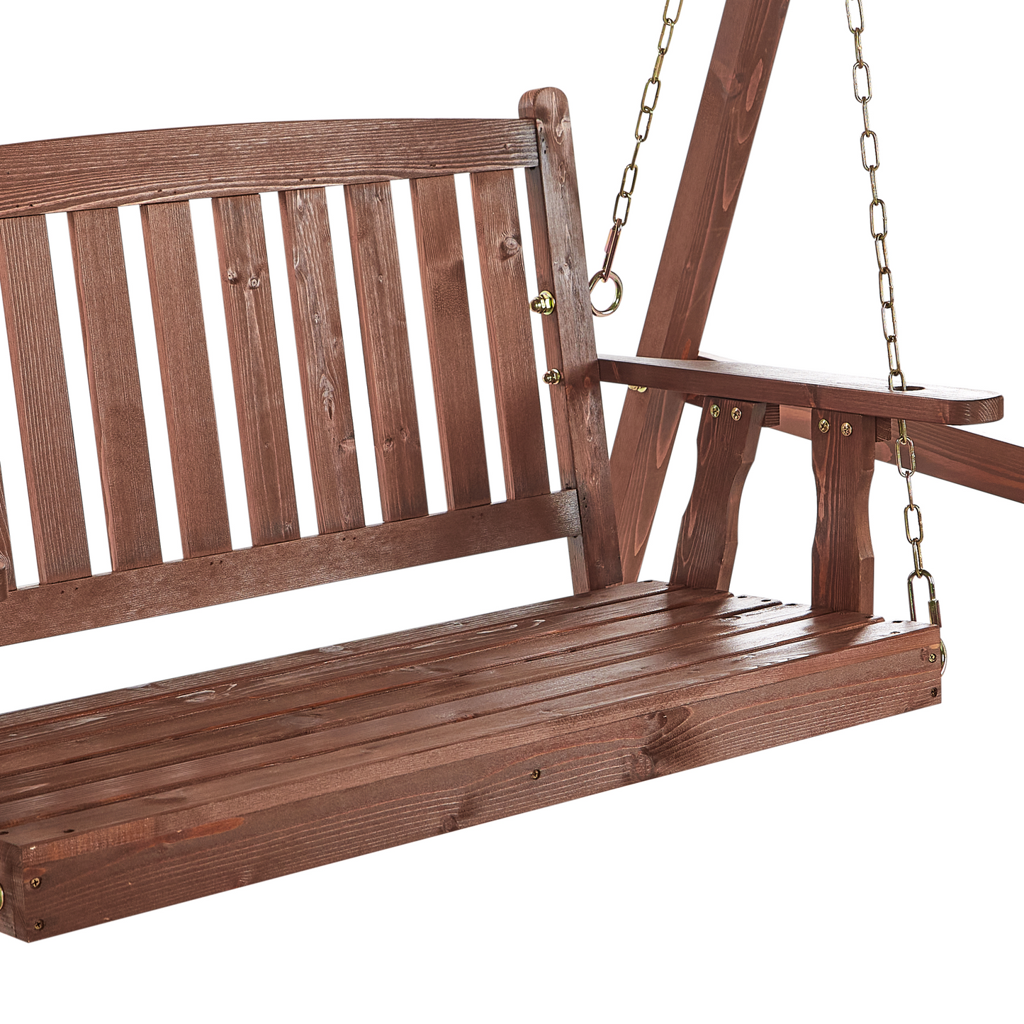 Garden Swing Seat 2 Seater With Canopy Beige Fabric