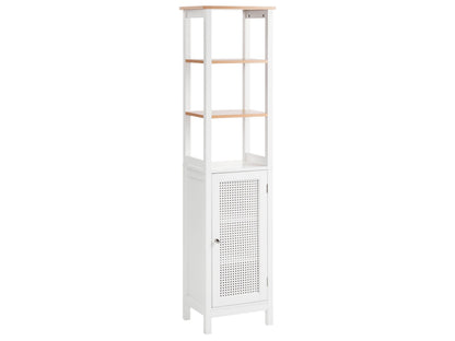 CasaLux White MDF Tall Bathroom Cabinet 30 X 160 Cm With Shelves And Perforated Door