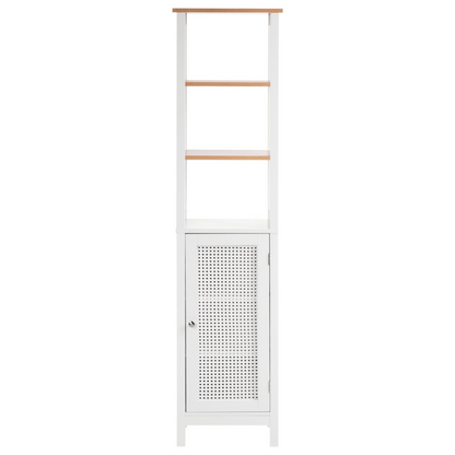 CasaLux White MDF Tall Bathroom Cabinet 30 X 160 Cm With Shelves And Perforated Door