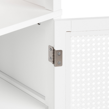CasaLux White MDF Tall Bathroom Cabinet 30 X 160 Cm With Shelves And Perforated Door