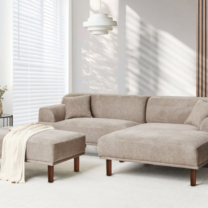 Taupe Fabric Ottoman Water Repellent Footstool With Legs