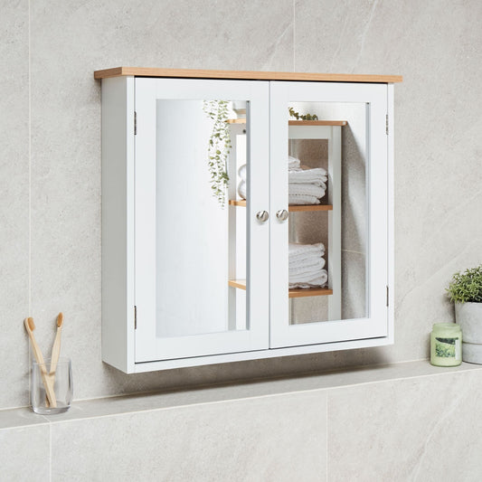 NordicLight Bathroom Mirror Cabinet White MDF 17x60 cm Wall Mounted