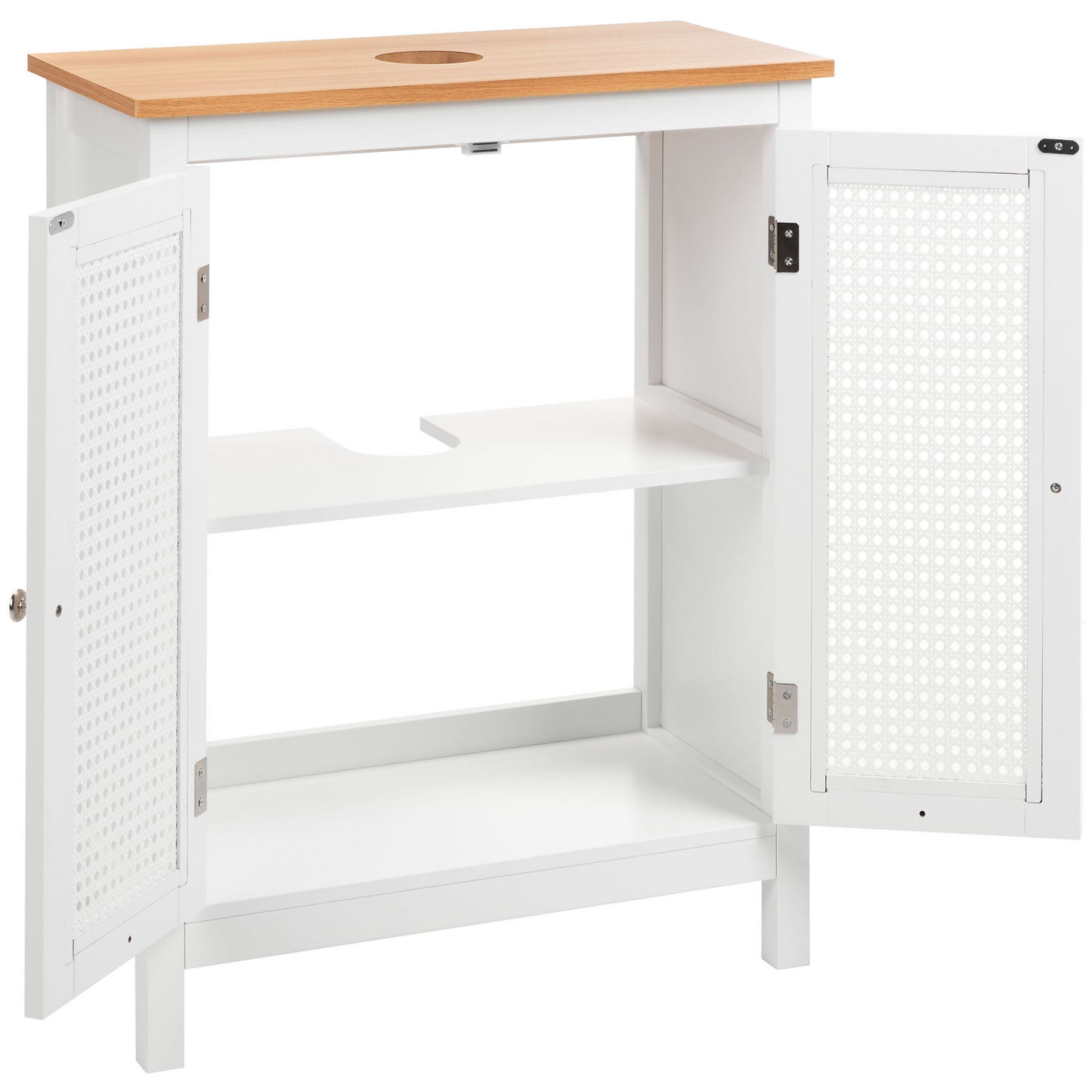 Aurora Washbasin Cabinet White MDF 60 x 75 cm Perforated Doors
