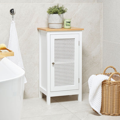 NovaCasa White MDF Bathroom Cabinet 30x75cm Shelves Perforated Doors