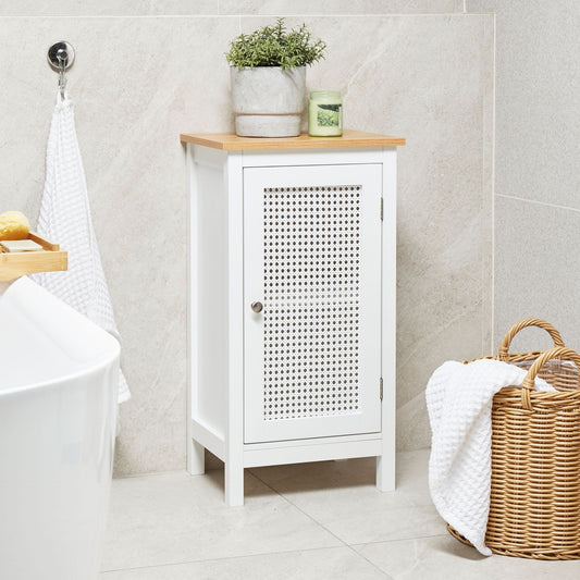 NovaCasa White MDF Bathroom Cabinet 30x75cm Shelves Perforated Doors