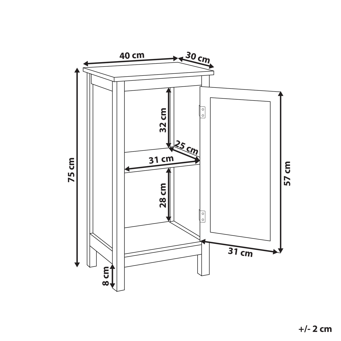 NovaCasa White MDF Bathroom Cabinet 30x75cm Shelves Perforated Doors