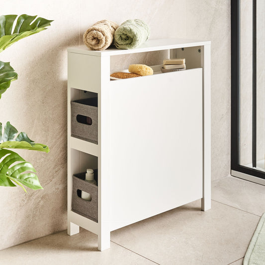 NovaHome White MDF Narrow Bathroom Cabinet 20x70 Cm With Baskets