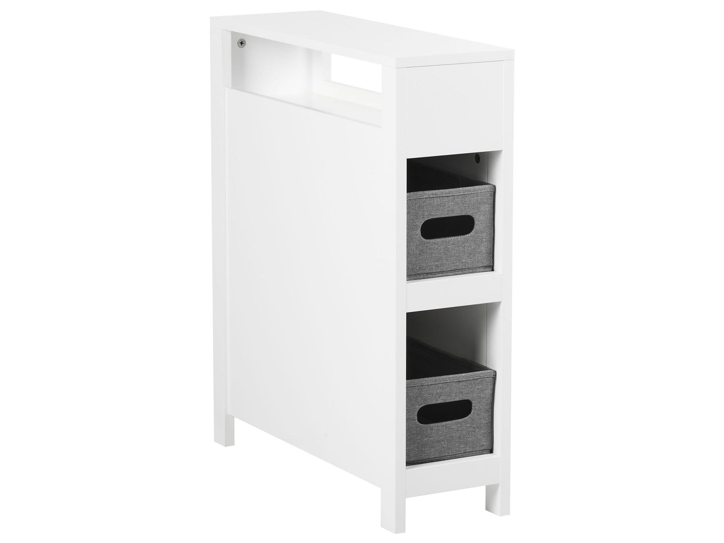 NovaHome White MDF Narrow Bathroom Cabinet 20x70 Cm With Baskets
