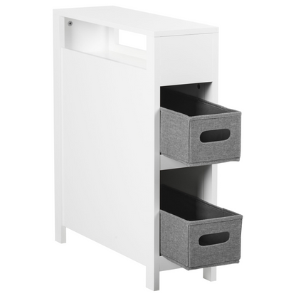 NovaHome White MDF Narrow Bathroom Cabinet 20x70 Cm With Baskets