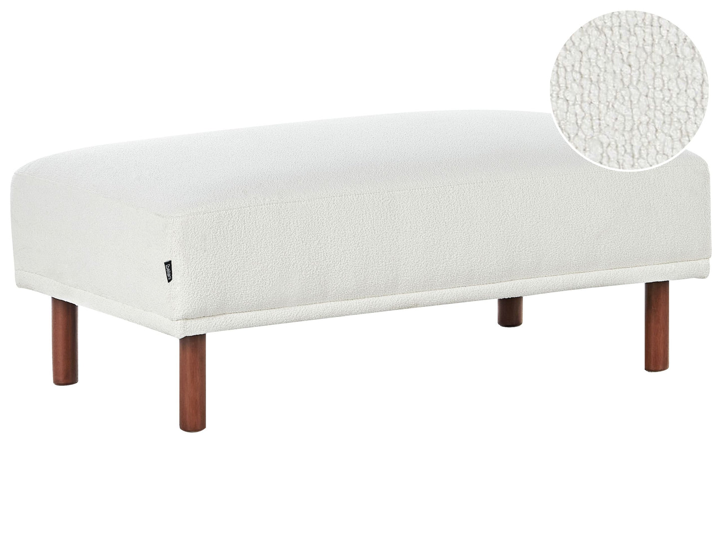 Boucle White Ottoman Rectangular Footstool On Legs