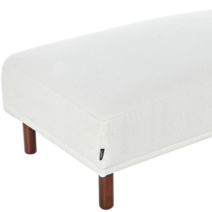 Boucle White Ottoman Rectangular Footstool On Legs