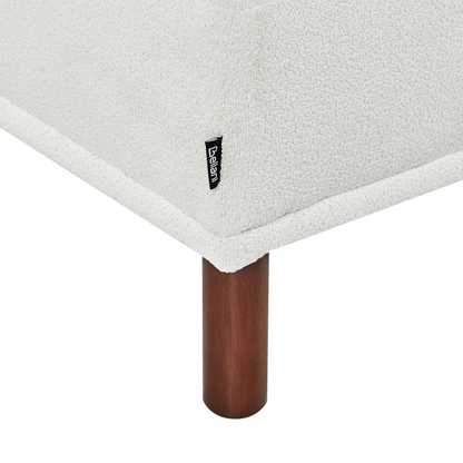Boucle White Ottoman Rectangular Footstool On Legs