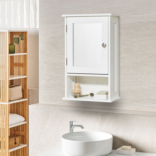 NovaLux Three Shelf Mirror Cabinet White MDF 34 x 53 CM