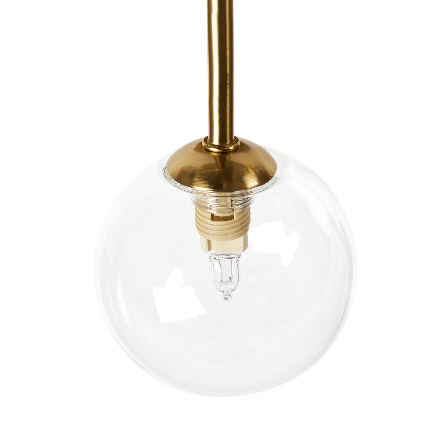 Brass Glass and Iron 3-Light Ceiling Fixture