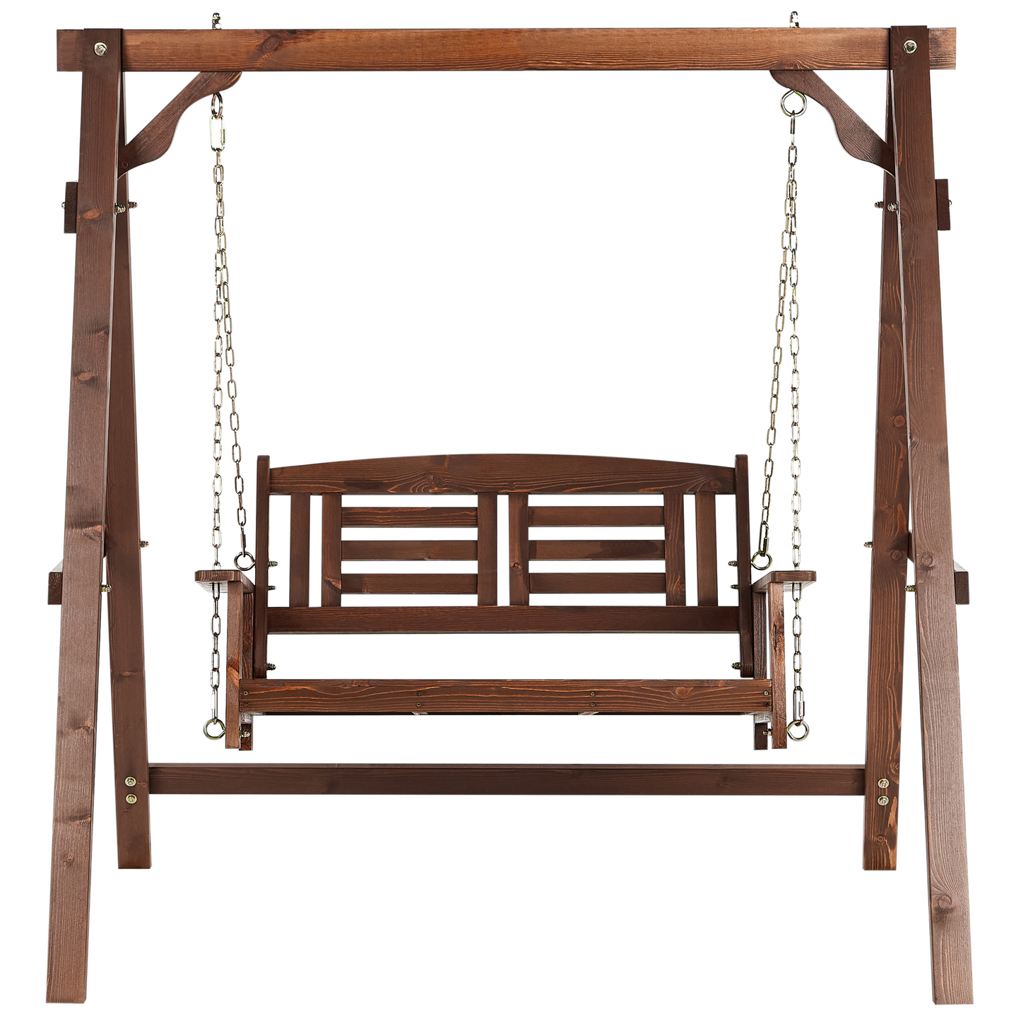 Garden Swing Seat Spruce Wood Frame 2 Seater Freestanding