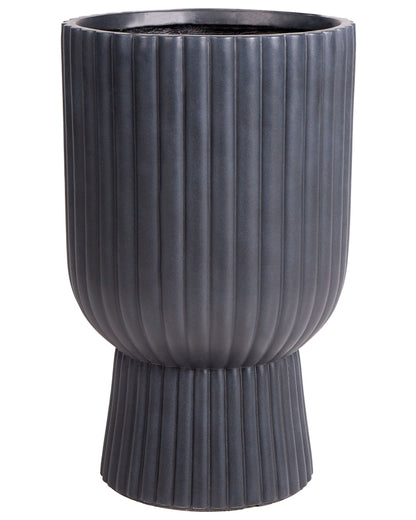 Plant Pot Graphite Grey 34 x 34 x 56 Round Pinstriped IndoorOutdoor