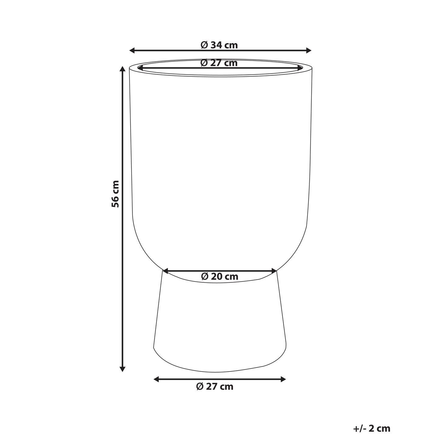 Plant Pot Graphite Grey 34 x 34 x 56 Round Pinstriped IndoorOutdoor