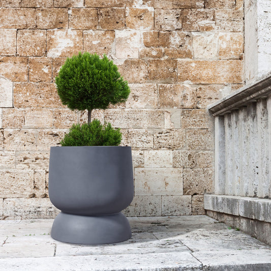 Plant Pot Grey 42 x 42 x 46cm Round Concrete Weather Resistant