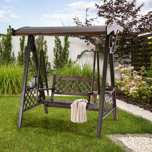 Garden Swing Canopy 2-Seater Spruce Wood Frame