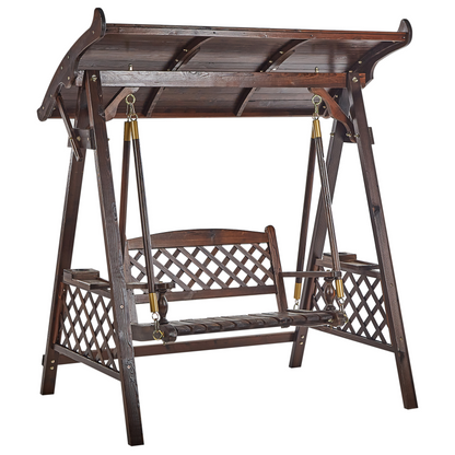 Garden Swing Canopy 2-Seater Spruce Wood Frame