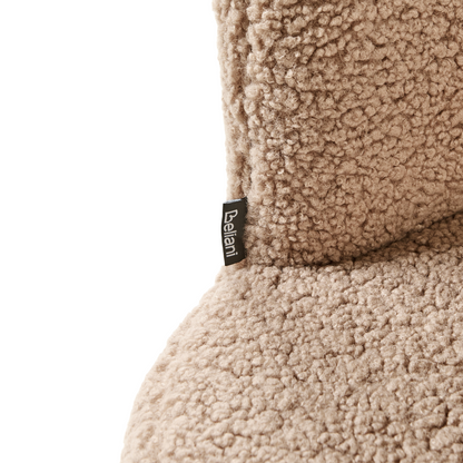 Beige Boucle Armless Shell Back Chair Black Metal Frame