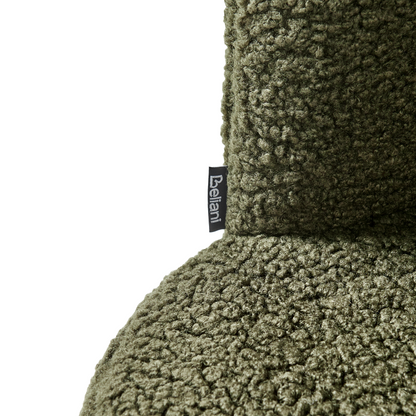 Armless Chair Dark Green Boucle Shell Back Black Metal Frame