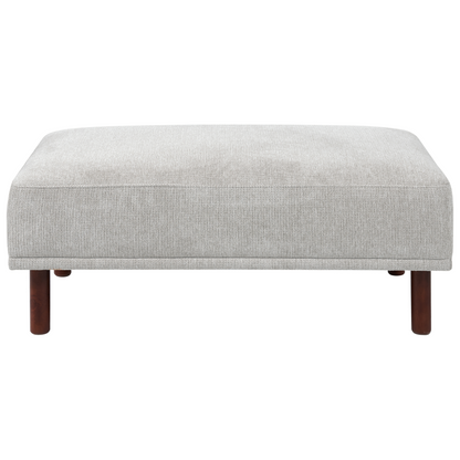 Fabric Light Grey Water Repellent Ottoman Footstool Rectangular on Wooden Legs for Living Room