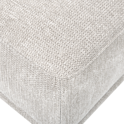 Fabric Light Grey Water Repellent Ottoman Footstool Rectangular on Wooden Legs for Living Room