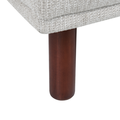 Fabric Light Grey Water Repellent Ottoman Footstool Rectangular on Wooden Legs for Living Room